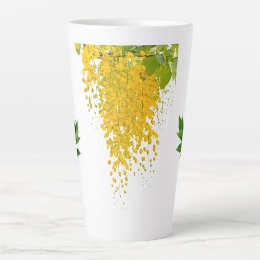 Golden Rain Cascade of Sunlight When Gold Falls Pe カフェラテマグ (正面)