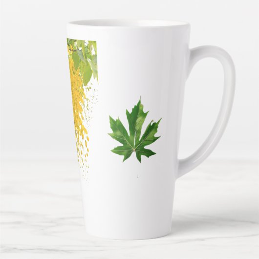 Golden Rain Cascade of Sunlight When Gold Falls Pe カフェラテマグ (右)