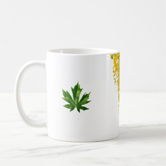 Golden Rain Cascade of Sunlight When Gold Falls Pe コーヒーマグカップ (左)