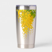 Golden Rain Cascade of Sunlight When Gold Falls Pe 保温保冷タンブラー (正面)