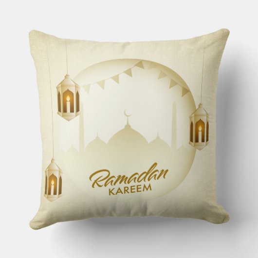 Golden Ramadan Kareem Pillow クッション (裏面)