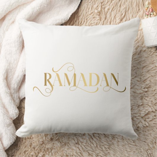 Golden Ramadan Typography Pillow クッション (ブランケット)
