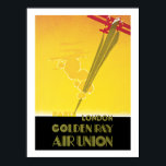 Golden Ray ~ Air Union ポスター<br><div class="desc">Vintage Art Deco style air travel poster for Air Union's "Golden Ray" flight services connecting London and Paris.</div>