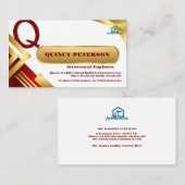 Golden & Red Layers Monogram Initial Founder CEO 名刺 (正面/裏面)