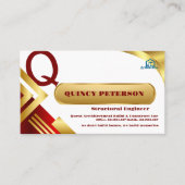 Golden & Red Layers Monogram Initial Founder CEO 名刺 (正面)