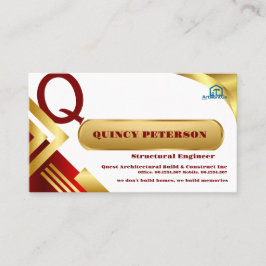 Golden & Red Layers Monogram Initial Founder CEO 名刺