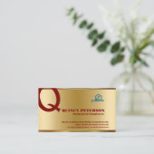 Golden & Red Layers Monogram Initial Founder CEO B 名刺 (スタンド正面)