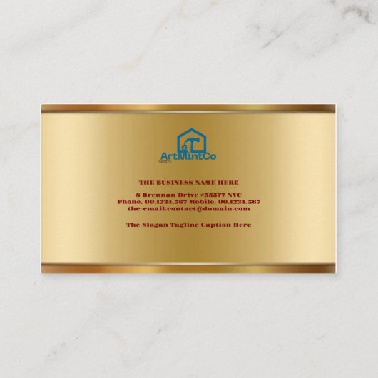 Golden & Red Layers Monogram Initial Founder CEO B 名刺 (裏面)