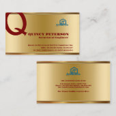 Golden & Red Layers Monogram Initial Founder CEO B 名刺 (正面/裏面)