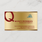 Golden & Red Layers Monogram Initial Founder CEO B 名刺 (正面)