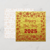 Golden red Square wish card with golden stars シーズンカード (正面/裏面)