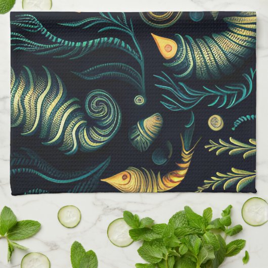 Golden Reefs キッチンタオル (折り畳み)