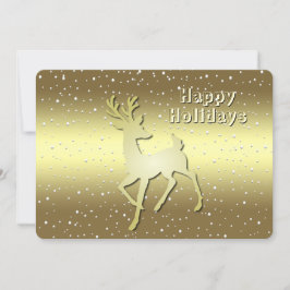 Golden Reindeer Snowy Holiday Card シーズンカード
