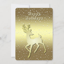 Golden Reindeer Snowy Holiday Card シーズンカード