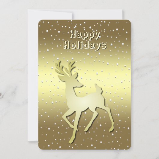 Golden Reindeer Snowy Holiday Card シーズンカード (正面)