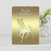 Golden Reindeer Snowy Holiday Card シーズンカード (スタンド正面)