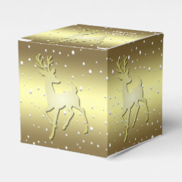 Golden Reindeer Snowy Holiday Favor Box フェイバーボックス