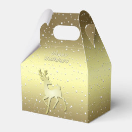 Golden Reindeer Snowy Holiday Favor Box フェイバーボックス