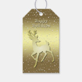 Golden Reindeer Snowy Holiday Gift Tag ギフトタグ (正面)
