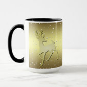 Golden Reindeer Snowy Holiday Mug マグカップ (左)