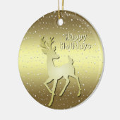 Golden Reindeer Snowy Holiday Ornament セラミックオーナメント (左)