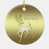 Golden Reindeer Snowy Holiday Ornament セラミックオーナメント (裏面)