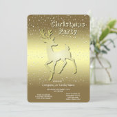 Golden Reindeer Snowy Holiday Party Invitation 招待状 (スタンド正面)