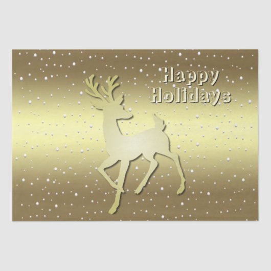 Golden Reindeer Snowy Holiday Tissue Paper 薄葉紙 (正面)