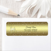 Golden Reindeer Snowy Return Address Label ラベル (インサイチュ)