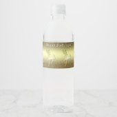 Golden Reindeer Snowy Water Bottle Label ペットボトルラベル (正面)