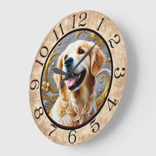 Golden Retriever ラージ壁時計 (傾斜)