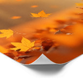 Golden Retriever 8K Puppy in Autumn Maple Leaves ポスター (角)