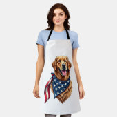 Golden Retriever Americana Vintage Engraved Shirt  エプロン (着用した状態)