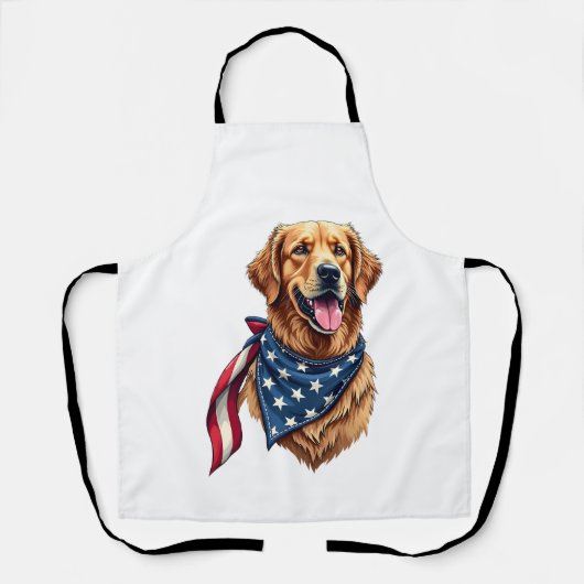 Golden Retriever Americana Vintage Engraved Shirt  エプロン (正面)