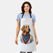 Golden Retriever Americana Vintage Engraved Shirt エプロン (着用した状態)