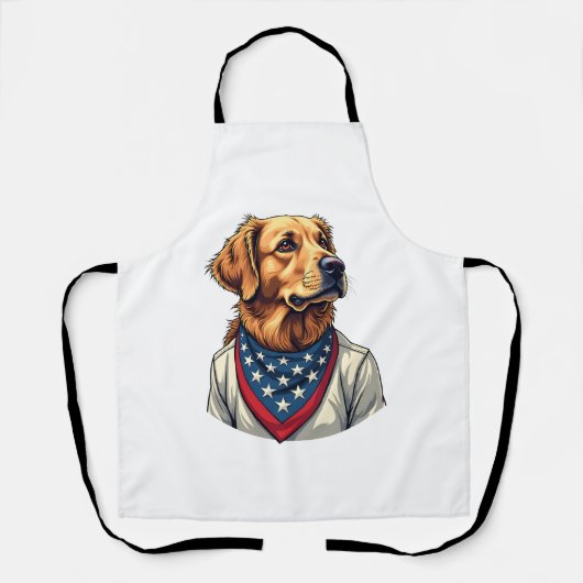 Golden Retriever Americana Vintage Engraved Shirt エプロン (正面)