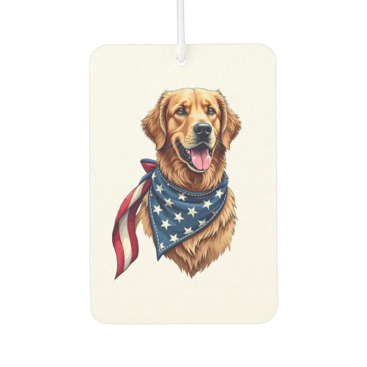 Golden Retriever Americana Vintage Engraved Shirt  カーエアーフレッシュナー (正面)