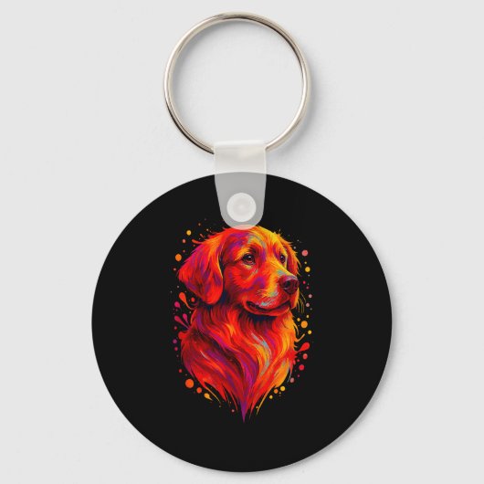 Golden Retriever Art Rtrait For Dog Owners  キーホルダー (正面)