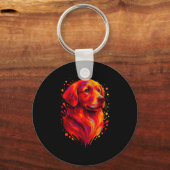 Golden Retriever Art Rtrait For Dog Owners  キーホルダー (正面)