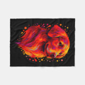 Golden Retriever Art Rtrait For Dog Owners  フリースブランケット (正面(横))