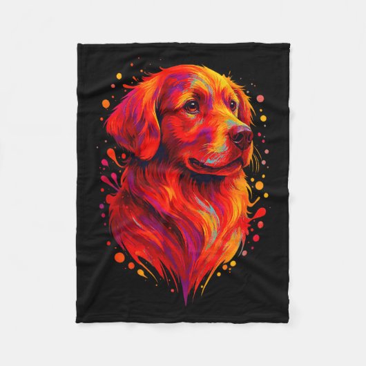 Golden Retriever Art Rtrait For Dog Owners  フリースブランケット (正面)