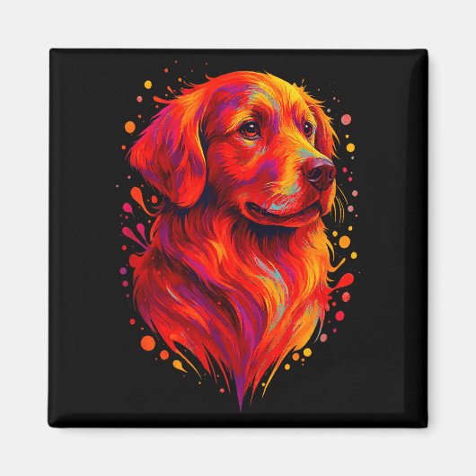 Golden Retriever Art Rtrait For Dog Owners マグネット (正面)