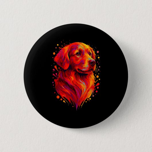 Golden Retriever Art Rtrait For Dog Owners  缶バッジ (正面)
