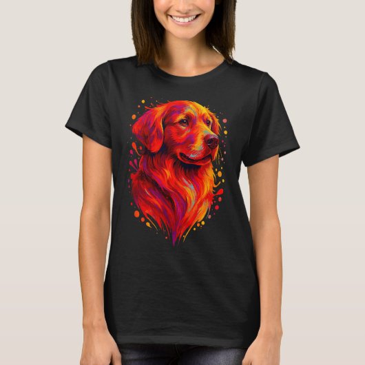 Golden Retriever Art Rtrait For Dog Owners Tシャツ (正面)
