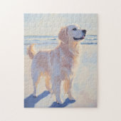 Golden Retriever at the Beach ジグソーパズル (縦)