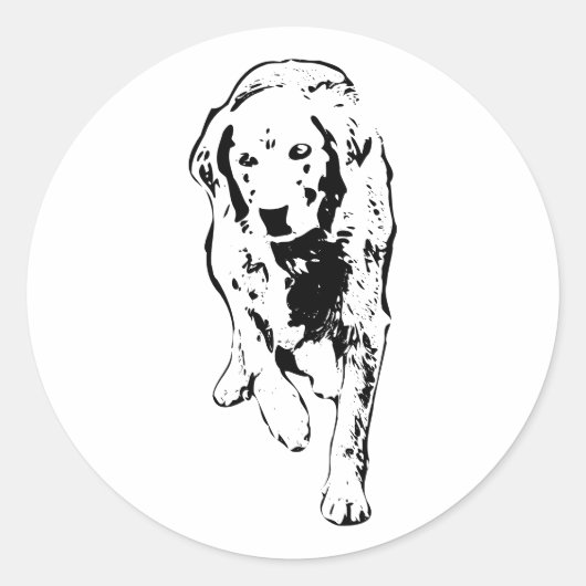 Golden Retriever Autumn Stride ラウンドシール (正面)