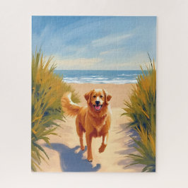 Golden Retriever Beach Path | Ocean Dog Pet ジグソーパズル