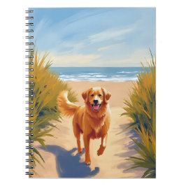 Golden Retriever Beach Path | Ocean Dog Pet ノートブック