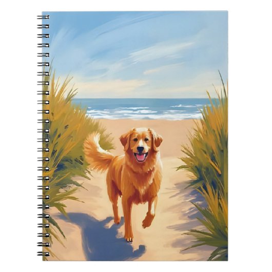 Golden Retriever Beach Path | Ocean Dog Pet ノートブック (正面)