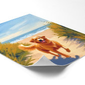 Golden Retriever Beach Path | Ocean Dog Pet ポスター (角)